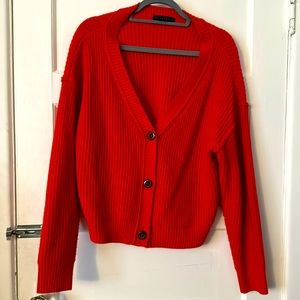Red Button down Cardigan